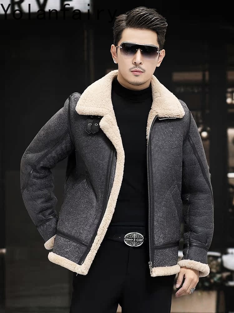 YOLANFAIRY Real Leather Jacket - Men'S Fashion Zipper Jacket recension och pris