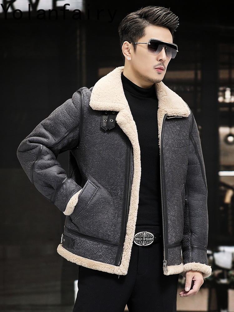 YOLANFAIRY Real Leather Jacket - Men'S Fashion Zipper Jacket recension och pris