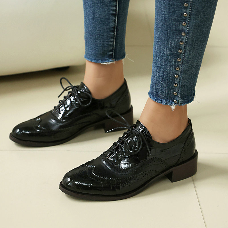Women Stone Print Brogue Oxfor - Oxford Shoes Brogue recension och pris