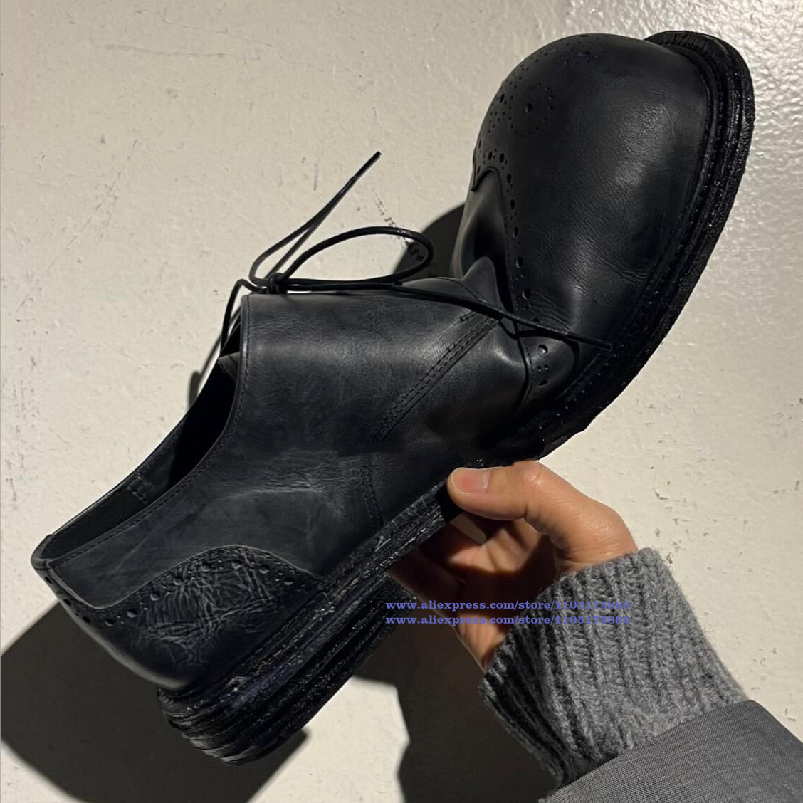Vintage Black Leather Brogue L - Oxford Shoes Brogue recension och pris