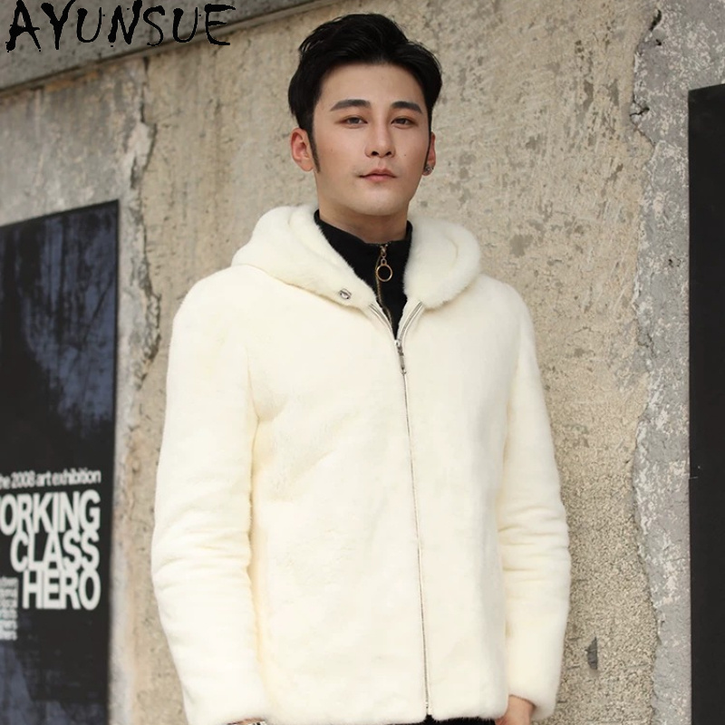 AYUSNUE Natural Mink Coat Men  - Men'S Fashion Zipper Jacket recension och pris
