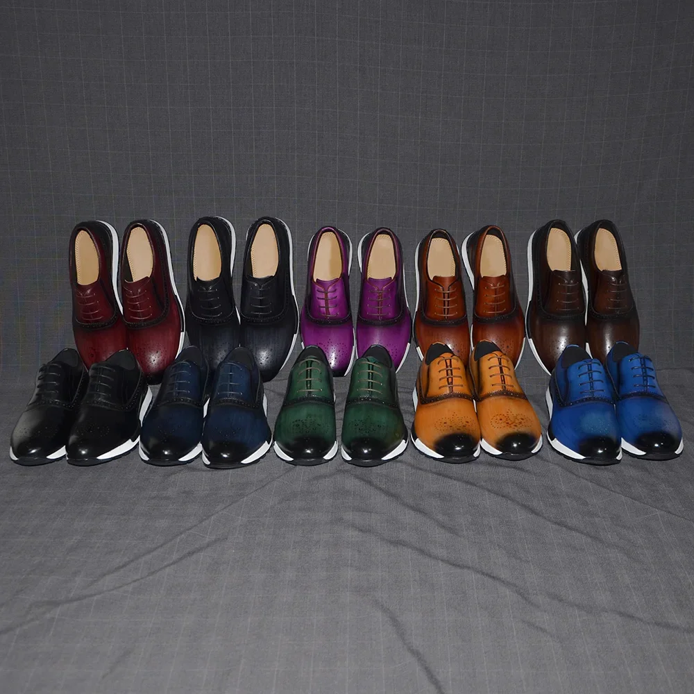 10 Colors Handmade Genuine Lea - Oxford Shoes Brogue recension och pris