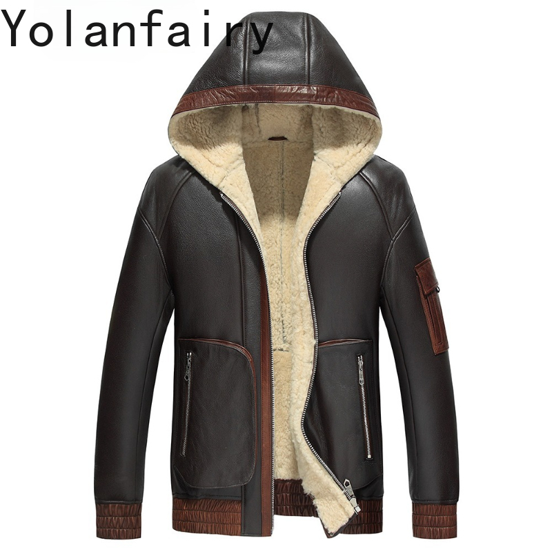 YOLANFAIRY Natural Wool Fur Co - Men'S Fashion Zipper Jacket recension och pris