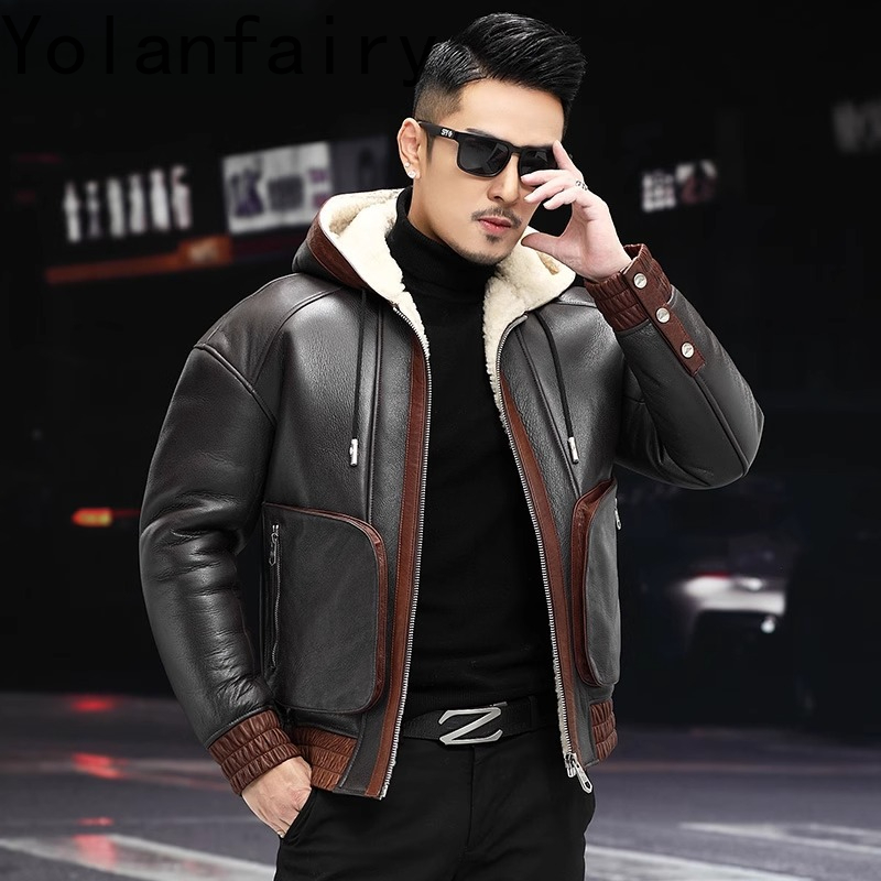 YOLANFAIRY Natural Wool Fur Co - Men'S Fashion Zipper Jacket recension och pris