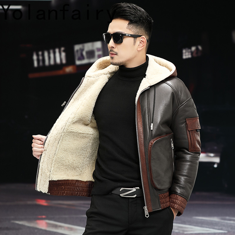 YOLANFAIRY Natural Wool Fur Co - Men'S Fashion Zipper Jacket recension och pris