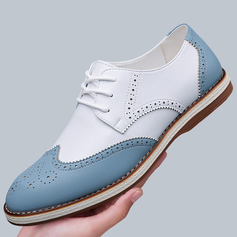 Mens White Blue Two Tone Brogu - Oxford Shoes Brogue recension och pris
