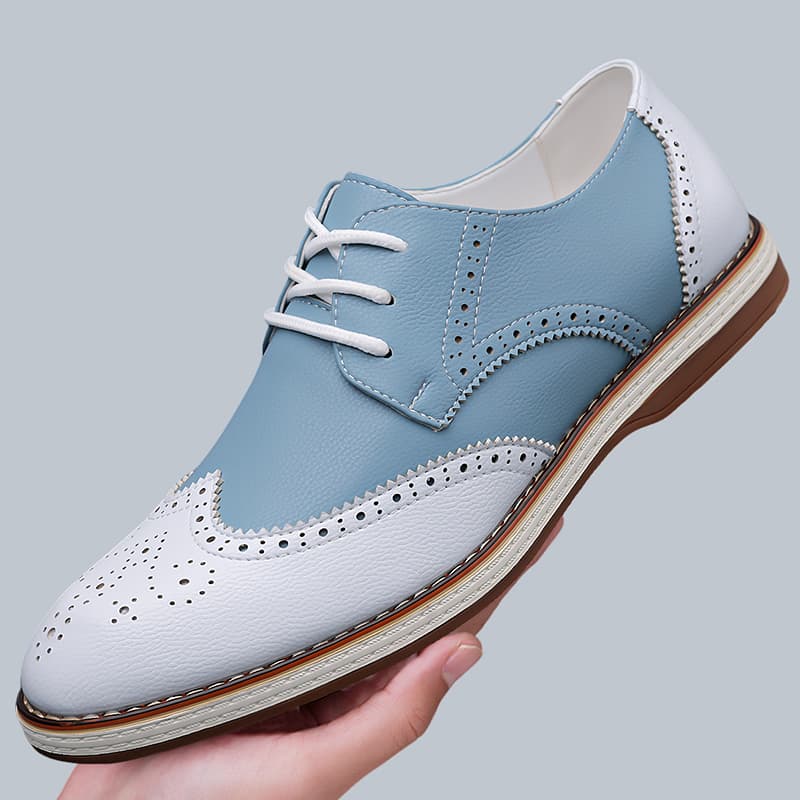 Mens White Blue Two Tone Brogu - Oxford Shoes Brogue recension och pris
