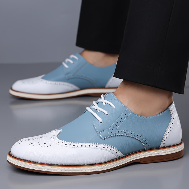 Mens White Blue Two Tone Brogu - Oxford Shoes Brogue recension och pris