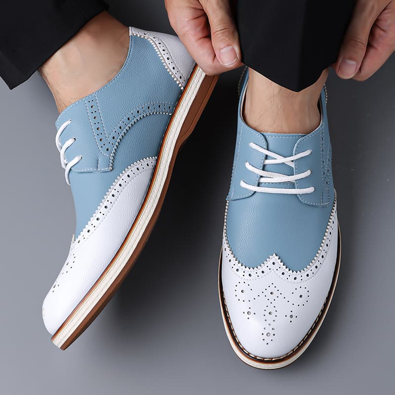 Mens White Blue Two Tone Brogu - Oxford Shoes Brogue recension och pris