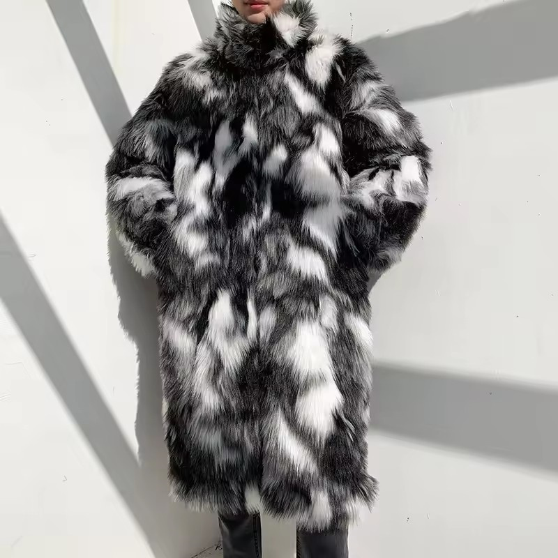 Winter Hip Hop Long Faux Fur C - Men'S Fashion Zipper Jacket recension och pris