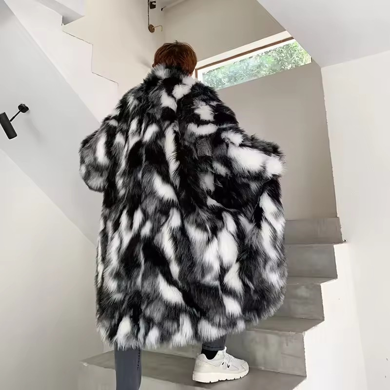 Winter Hip Hop Long Faux Fur C - Men'S Fashion Zipper Jacket recension och pris
