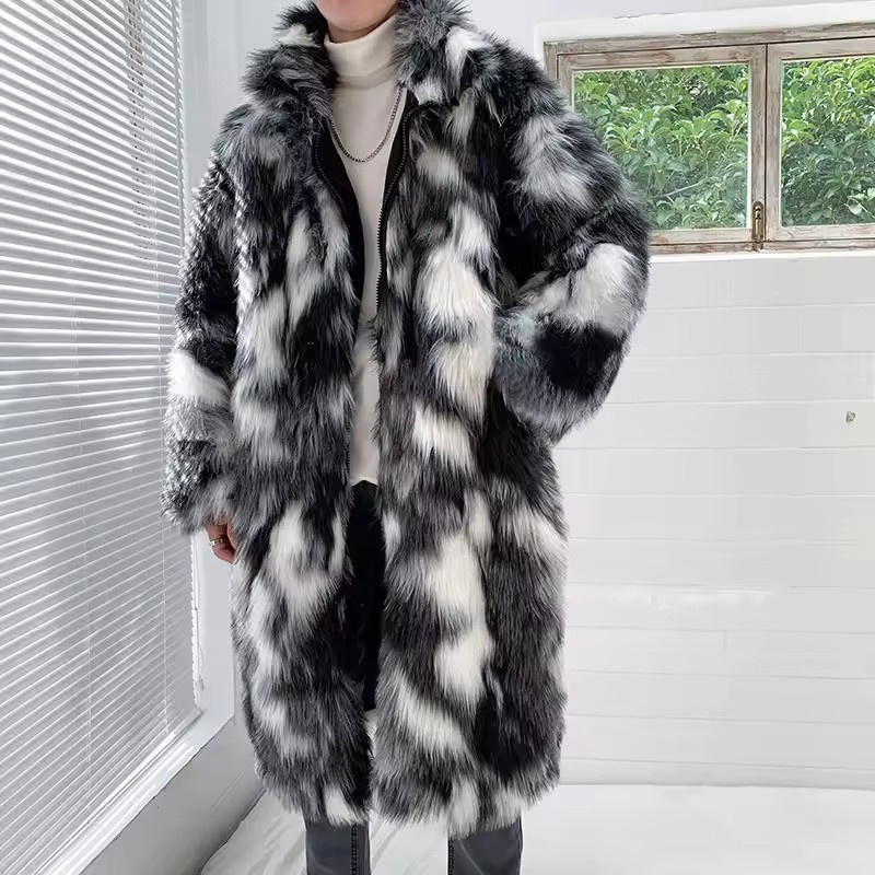 Winter Hip Hop Long Faux Fur C - Men'S Fashion Zipper Jacket recension och pris