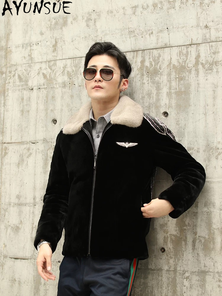 AYUSNUE Natural Mink Coat Men  - Men'S Fashion Zipper Jacket recension och pris