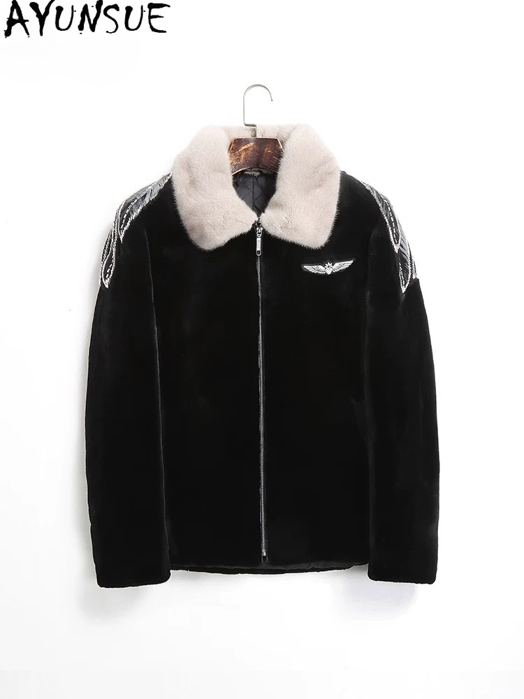 AYUSNUE Natural Mink Coat Men  - Men'S Fashion Zipper Jacket recension och pris