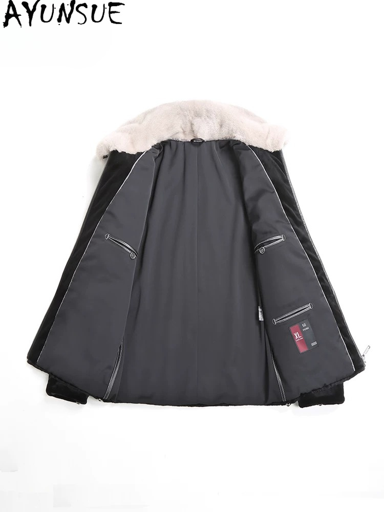 AYUSNUE Natural Mink Coat Men  - Men'S Fashion Zipper Jacket recension och pris