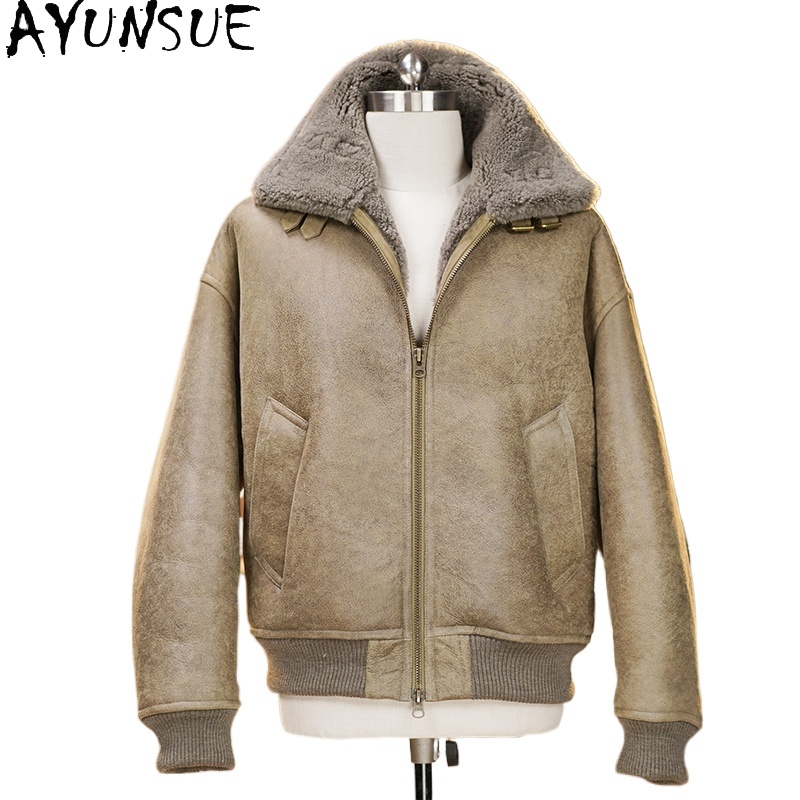 AYUNSUE High-end Natural Fur C - Men'S Fashion Zipper Jacket recension och pris