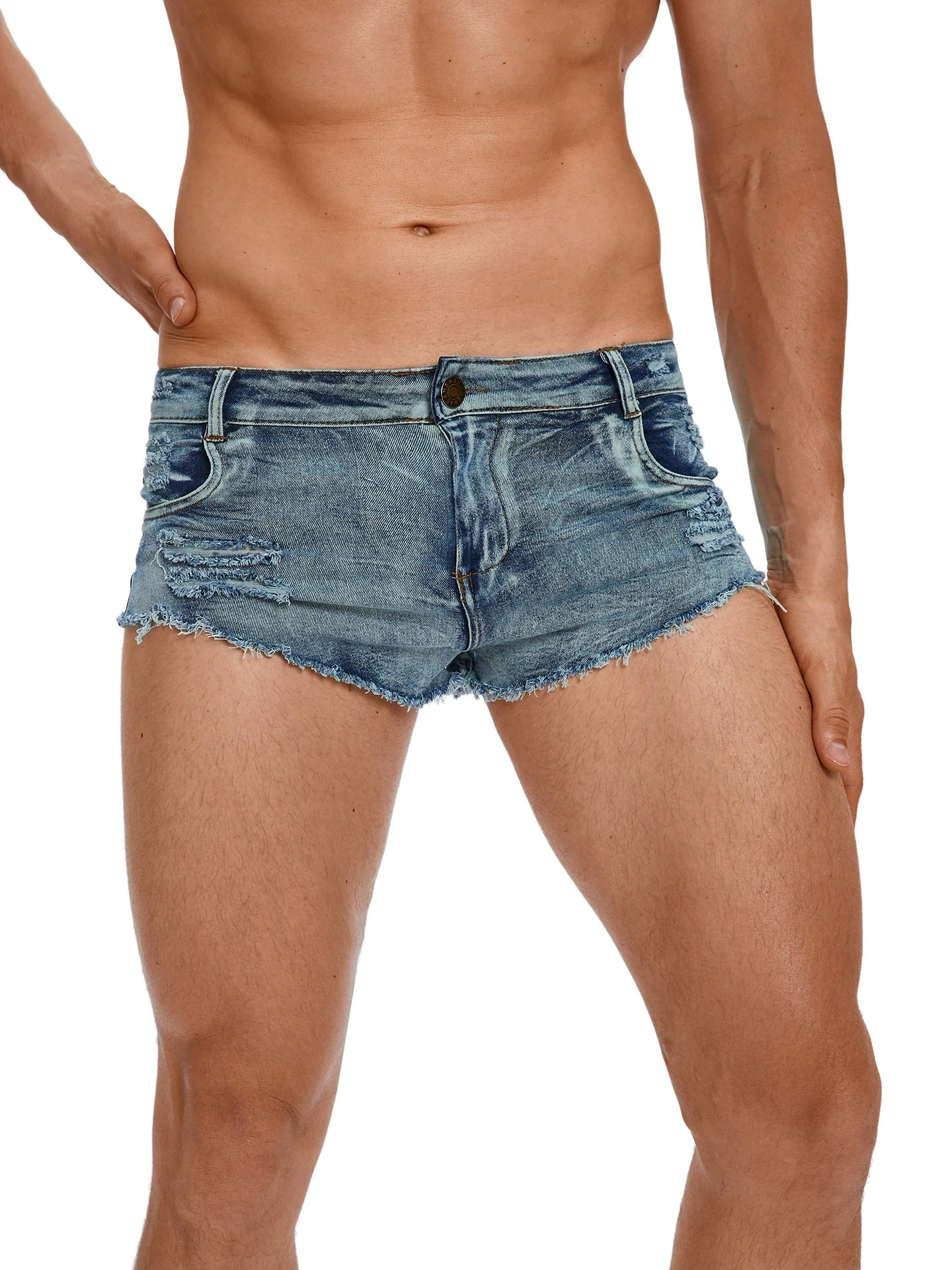 Men's Low Waist Jeans Shorts F - Skinny Jeans Ripped recension och pris